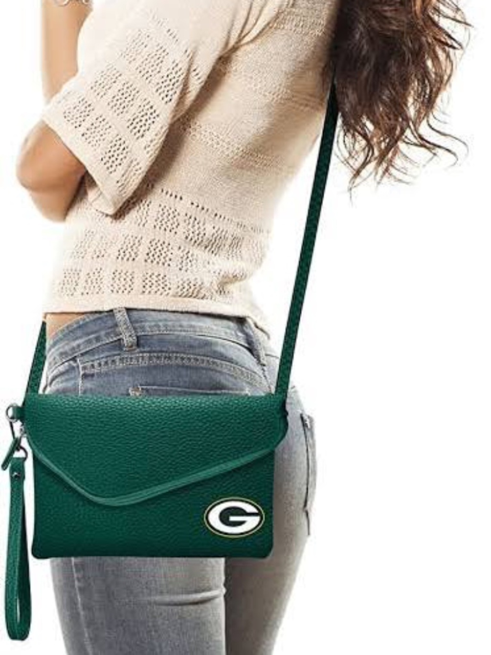 Green Bay Packers Fold Over Crossbody Pebble Purse